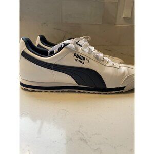 Authentic PUMA Roma Basic Navy White Silver Size 10.5